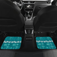 Cyan Hawaii Palm Tree Hibiscus Car Mats Fantasy Summer Vibe