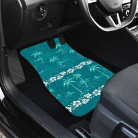 Cyan Hawaii Palm Tree Hibiscus Car Mats Fantasy Summer Vibe