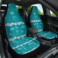 Cyan Hawaii Palm Tree Hibiscus Car Seat Cover Fantasy Summer Vibe