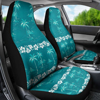 Cyan Hawaii Palm Tree Hibiscus Car Seat Cover Fantasy Summer Vibe