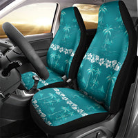 Cyan Hawaii Palm Tree Hibiscus Car Seat Cover Fantasy Summer Vibe