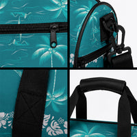 Cyan Hawaii Palm Tree Hibiscus Duffle Bag Fantasy Summer Vibe
