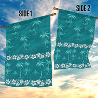 Cyan Hawaii Palm Tree Hibiscus Garden Flag Fantasy Summer Vibe