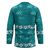 Cyan Hawaii Palm Tree Hibiscus Hockey Jersey Fantasy Summer Vibe