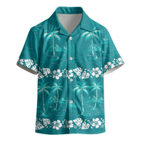 Cyan Hawaii Palm Tree Hibiscus Kid Hawaiian Shirt Fantasy Summer Vibe