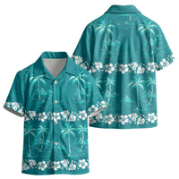 Cyan Hawaii Palm Tree Hibiscus Kid Hawaiian Shirt Fantasy Summer Vibe