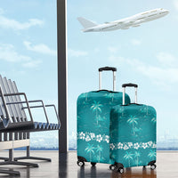 Cyan Hawaii Palm Tree Hibiscus Luggage Cover Fantasy Summer Vibe