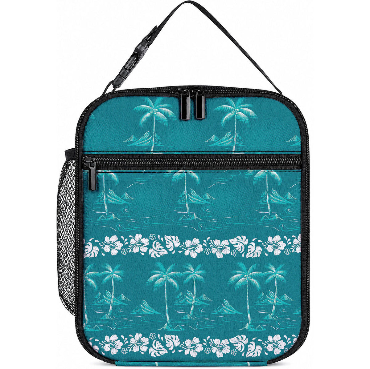 Cyan Hawaii Palm Tree Hibiscus Lunch Bag Fantasy Summer Vibe