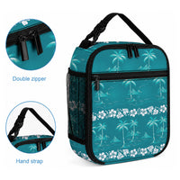 Cyan Hawaii Palm Tree Hibiscus Lunch Bag Fantasy Summer Vibe