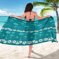 Cyan Hawaii Palm Tree Hibiscus Sarong Fantasy Summer Vibe