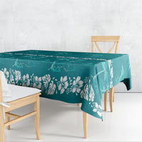 Cyan Hawaii Palm Tree Hibiscus Tablecloth Fantasy Summer Vibe