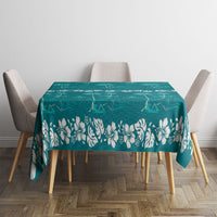 Cyan Hawaii Palm Tree Hibiscus Tablecloth Fantasy Summer Vibe