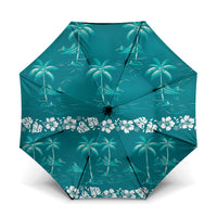 Cyan Hawaii Palm Tree Hibiscus Umbrella Fantasy Summer Vibe