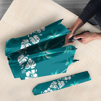 Cyan Hawaii Palm Tree Hibiscus Umbrella Fantasy Summer Vibe