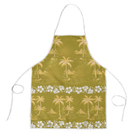 Yellow Hawaii Palm Tree Hibiscus Apron Fantasy Summer Vibe