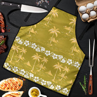 Yellow Hawaii Palm Tree Hibiscus Apron Fantasy Summer Vibe