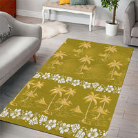 Yellow Hawaii Palm Tree Hibiscus Area Rug Fantasy Summer Vibe