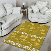 Yellow Hawaii Palm Tree Hibiscus Area Rug Fantasy Summer Vibe