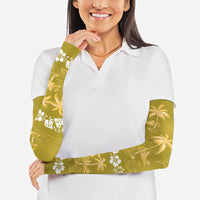 Yellow Hawaii Palm Tree Hibiscus Arm Sleeves Fantasy Summer Vibe