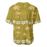 Yellow Hawaii Palm Tree Hibiscus Baseball Jersey Fantasy Summer Vibe