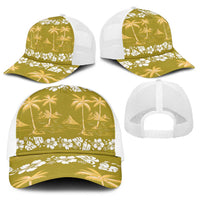 Yellow Hawaii Palm Tree Hibiscus Baseball Net Cap Fantasy Summer Vibe