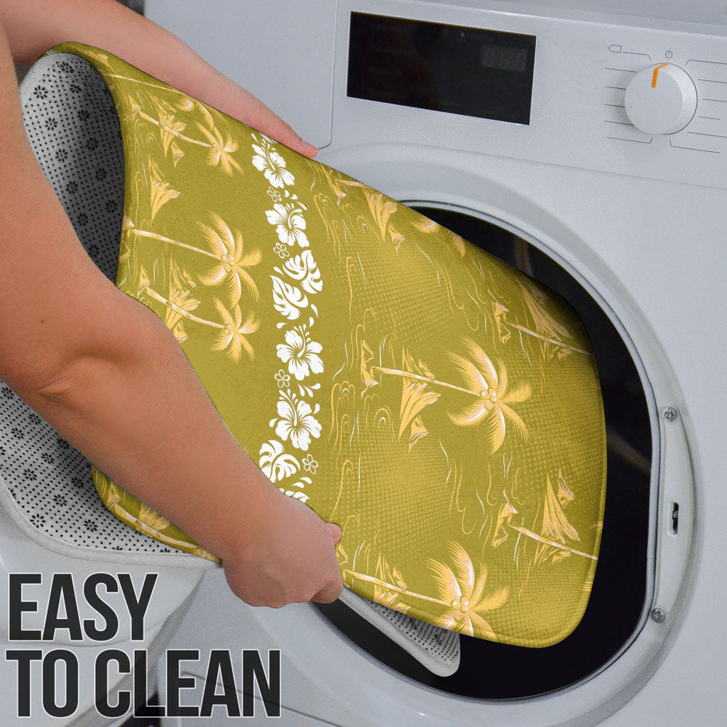 Yellow Hawaii Palm Tree Hibiscus Bathroom Set Fantasy Summer Vibe