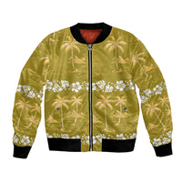 Yellow Hawaii Palm Tree Hibiscus Bomber Jacket Fantasy Summer Vibe