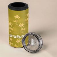 Yellow Hawaii Palm Tree Hibiscus 4 in 1 Can Cooler Tumbler Fantasy Summer Vibe