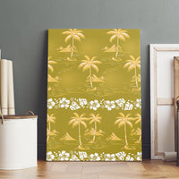 Yellow Hawaii Palm Tree Hibiscus Canvas Wall Art Fantasy Summer Vibe