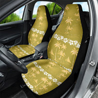 Yellow Hawaii Palm Tree Hibiscus Car Seat Cover Fantasy Summer Vibe