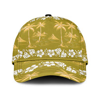 Yellow Hawaii Palm Tree Hibiscus Classic Cap Fantasy Summer Vibe