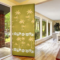 Yellow Hawaii Palm Tree Hibiscus Door Cover Fantasy Summer Vibe