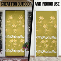 Yellow Hawaii Palm Tree Hibiscus Door Cover Fantasy Summer Vibe