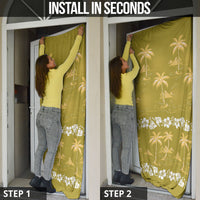 Yellow Hawaii Palm Tree Hibiscus Door Cover Fantasy Summer Vibe