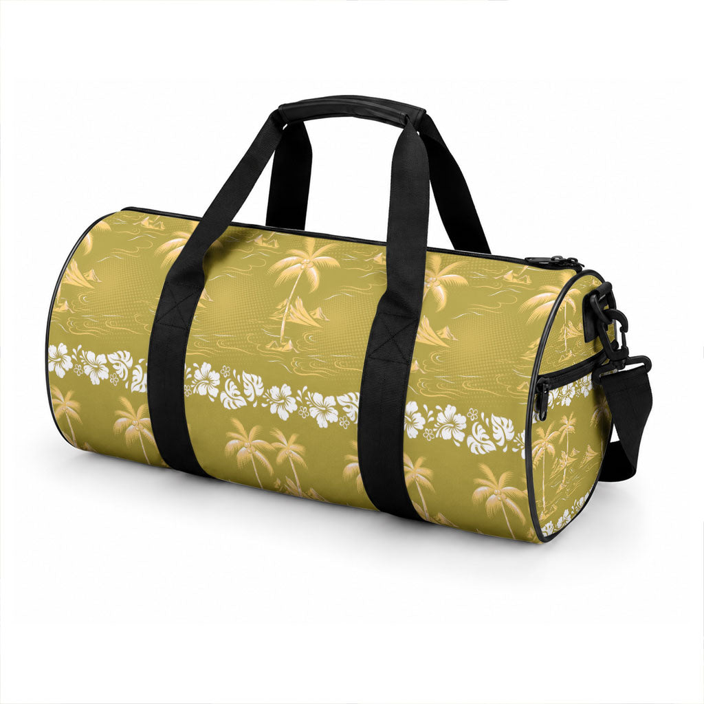 Yellow Hawaii Palm Tree Hibiscus Duffle Bag Fantasy Summer Vibe