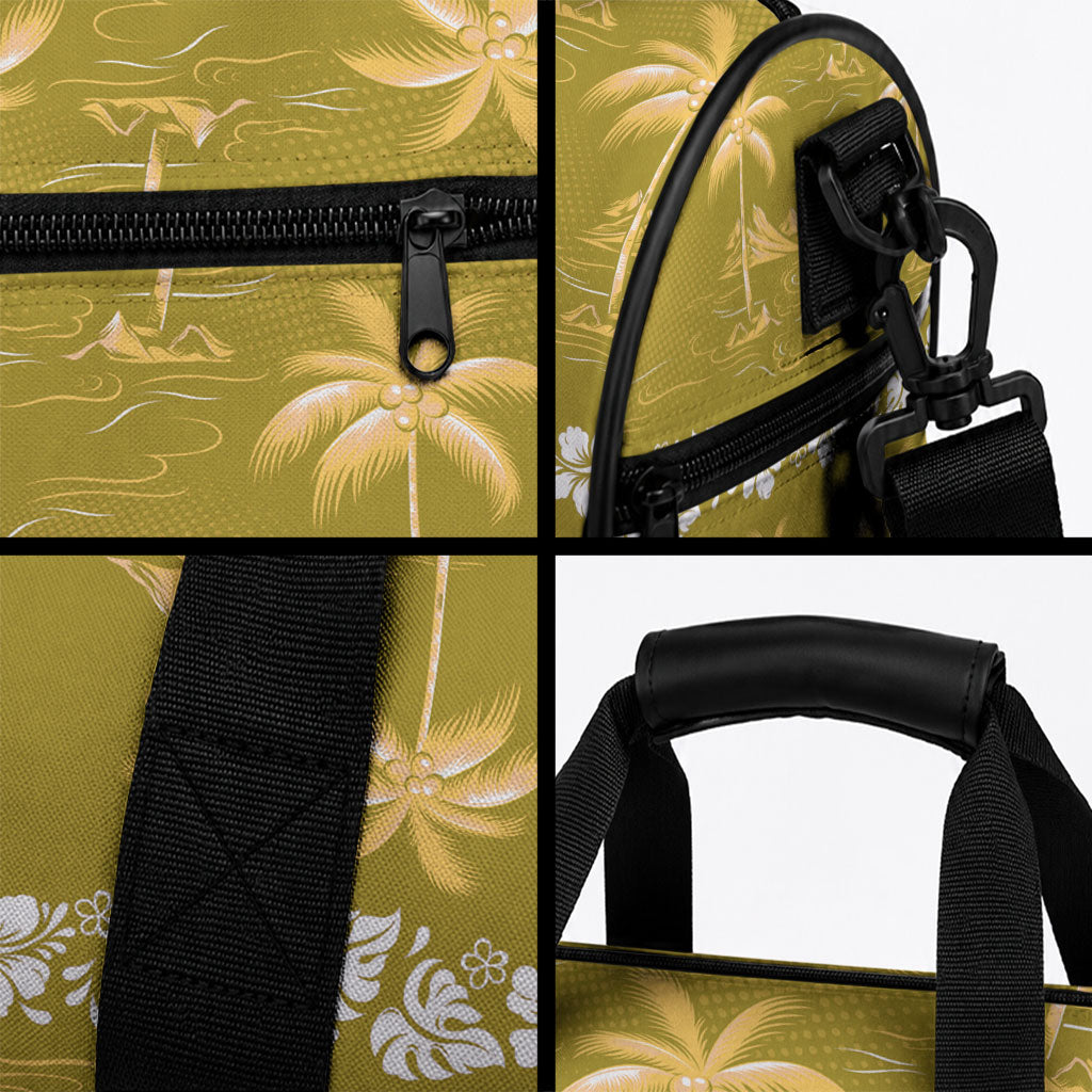 Yellow Hawaii Palm Tree Hibiscus Duffle Bag Fantasy Summer Vibe