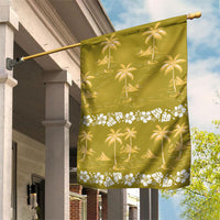 Yellow Hawaii Palm Tree Hibiscus Garden Flag Fantasy Summer Vibe