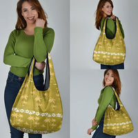 Yellow Hawaii Palm Tree Hibiscus Grocery Bag Fantasy Summer Vibe