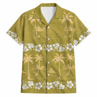 Yellow Hawaii Palm Tree Hibiscus Hawaiian Shirt Fantasy Summer Vibe