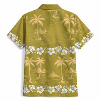 Yellow Hawaii Palm Tree Hibiscus Hawaiian Shirt Fantasy Summer Vibe