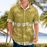 Yellow Hawaii Palm Tree Hibiscus Hawaiian Shirt Fantasy Summer Vibe
