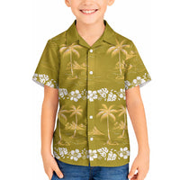 Yellow Hawaii Palm Tree Hibiscus Hawaiian Shirt Fantasy Summer Vibe