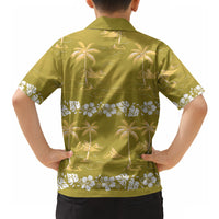 Yellow Hawaii Palm Tree Hibiscus Hawaiian Shirt Fantasy Summer Vibe