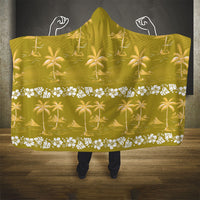 Yellow Hawaii Palm Tree Hibiscus Hooded Blanket Fantasy Summer Vibe
