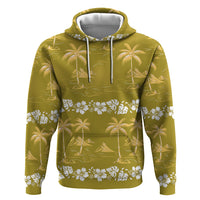 Yellow Hawaii Palm Tree Hibiscus Hoodie Fantasy Summer Vibe