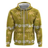 Yellow Hawaii Palm Tree Hibiscus Hoodie Fantasy Summer Vibe