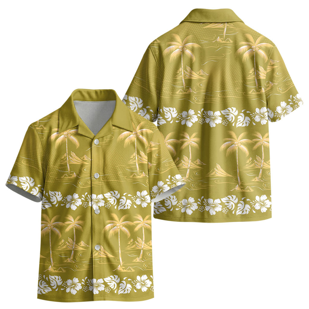 Yellow Hawaii Palm Tree Hibiscus Kid Hawaiian Shirt Fantasy Summer Vibe