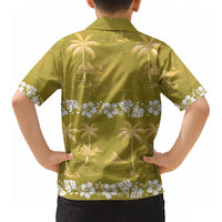 Yellow Hawaii Palm Tree Hibiscus Kid Hawaiian Shirt Fantasy Summer Vibe