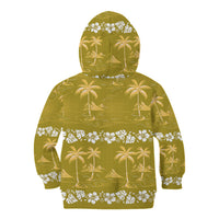 Yellow Hawaii Palm Tree Hibiscus Kid Hoodie Fantasy Summer Vibe