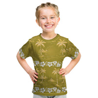 Yellow Hawaii Palm Tree Hibiscus Kid T Shirt Fantasy Summer Vibe